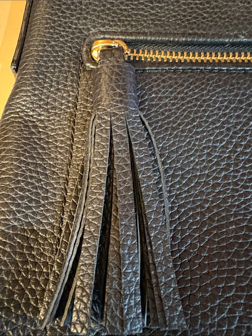 Kate Spade Black Leather Crossbody Bag with Tassel